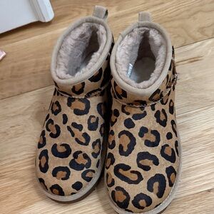 UGG Leopard-Print Fleece Lined Slip-Ons in Tan and Black